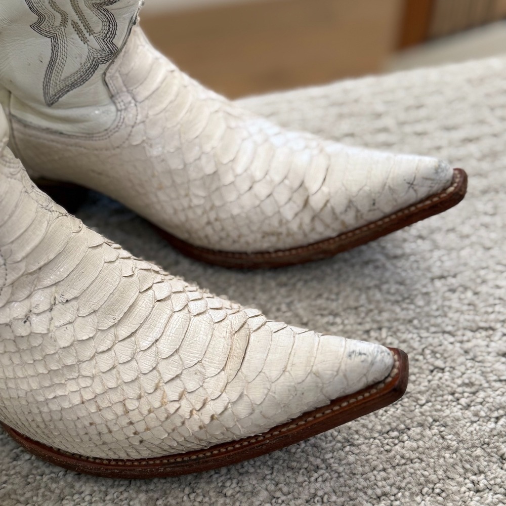 Los Altos Boots Men 9 Ee White Python Leather Cow… - image 2